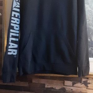 Cat caterpillar hoddie men's large black with Grey letters